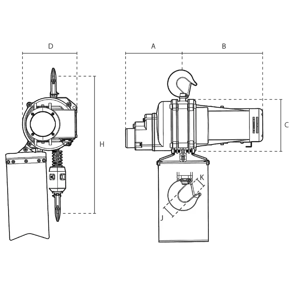 Maßskizze Elektro-Kettenzug Delta US 901
