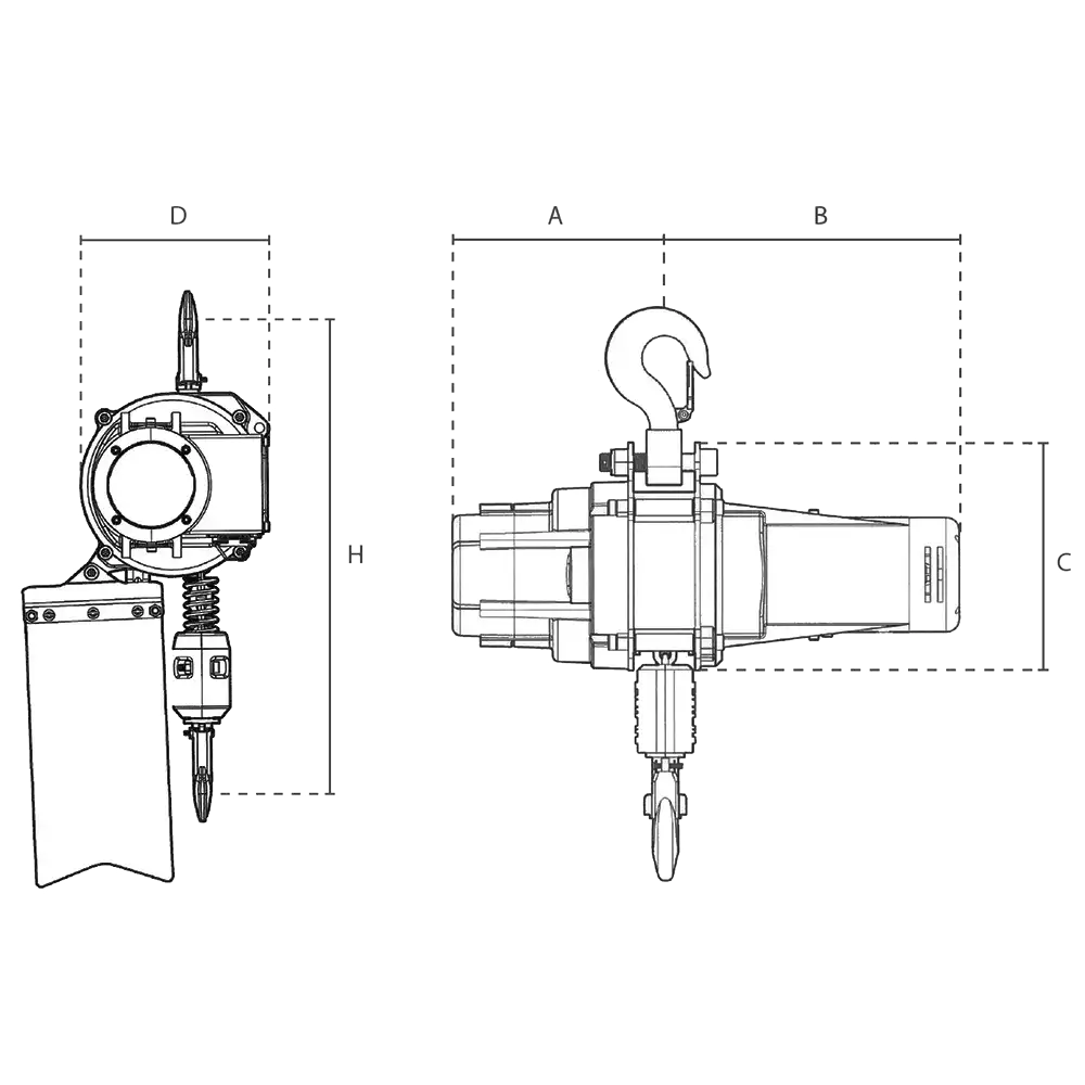 Maßskizze Elektro-Kettenzug Delta US 903