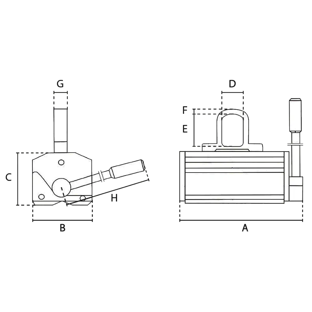 Maßskizze Permanent-Lasthebemagnet Delta QML