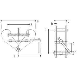 Maßskizze Trägerklemme Delta yellow