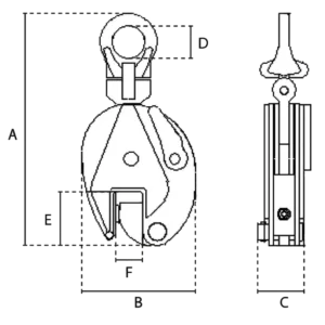 Maßskizze Universal-Hebeklemme DU