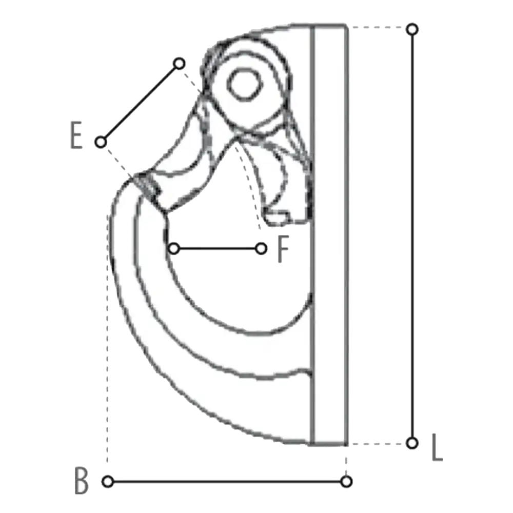 Maßskizze Anschweisshaken ASH