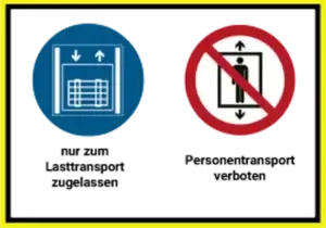 Hinweischild: Personentransport verboten